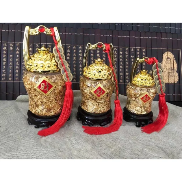 Phong thủy bình hồ lô, lư tụ tài, thùng vàng nước vàng lá thu hút tài lộc - Hình ảnh 5