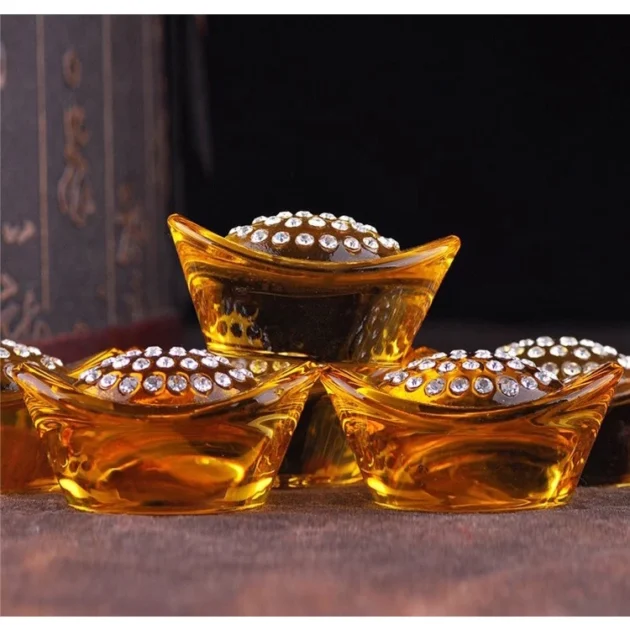 Thỏi vàng trơn pha lê chiêu tài - Kim Nguyên Bảo phong thủy - Hình ảnh 5