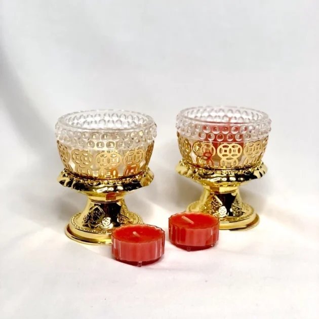 Chân đế đèn cày, trang trí, trưng bày bàn thờ (Để nến, đèn cầy tealight)