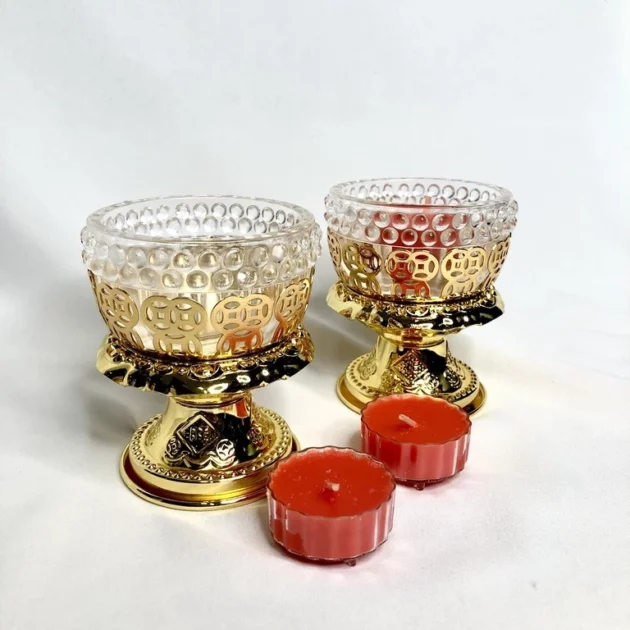 Chân đế đèn cày, trang trí, trưng bày bàn thờ (Để nến, đèn cầy tealight) - Hình ảnh 4