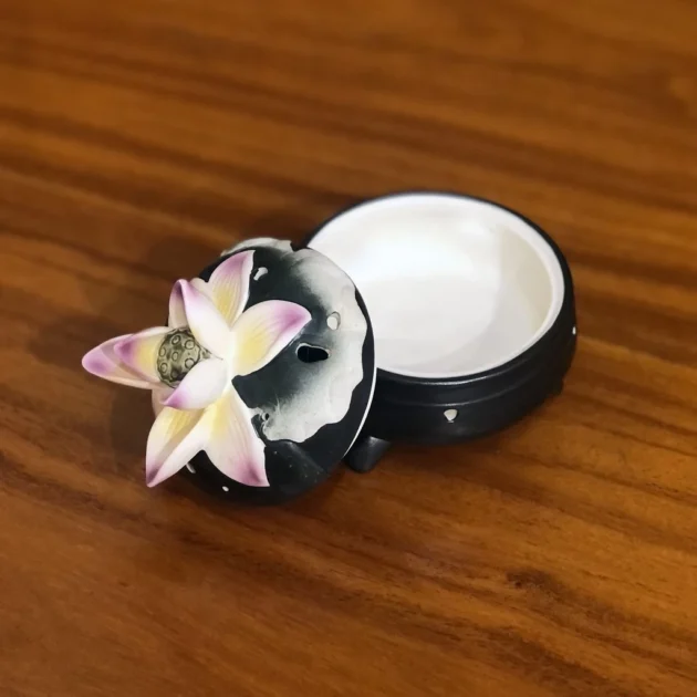 Lư đốt trầm hương bằng sứ, lư trầm Như Ý, lư trầm hoa sen nổi - Hình ảnh 4