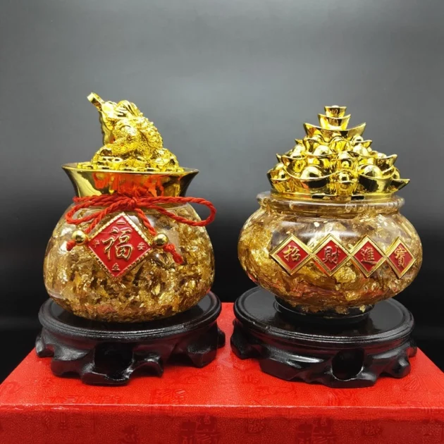 Phong thủy bình hồ lô, lư tụ tài, thùng vàng nước vàng lá thu hút tài lộc - Hình ảnh 2