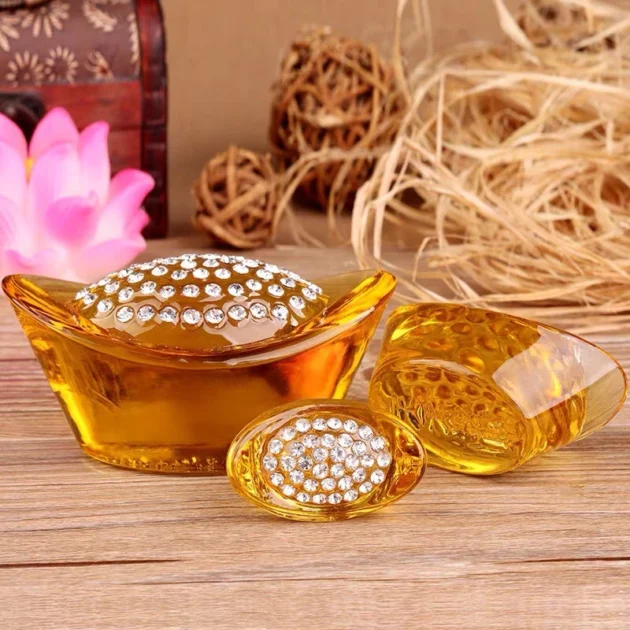 Thỏi vàng đính đá pha lê chiêu tài - Kim Nguyên Bảo phong thủy - Hình ảnh 3