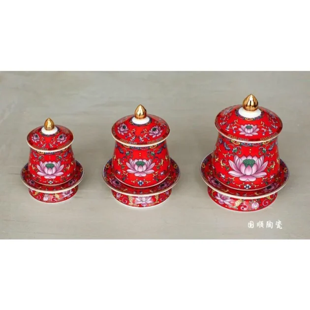 Bộ chung nắp Phước Lộc gốm sứ thờ cúng bàn thờ