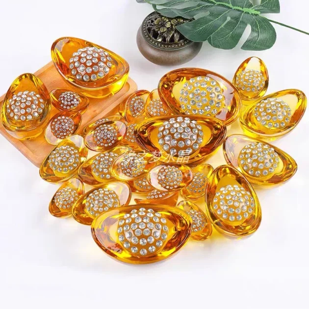 Thỏi vàng trơn pha lê chiêu tài - Kim Nguyên Bảo phong thủy - Hình ảnh 3