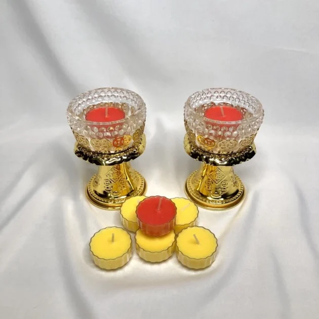 Chân đế đèn cày, trang trí, trưng bày bàn thờ (Để nến, đèn cầy tealight) - Hình ảnh 2