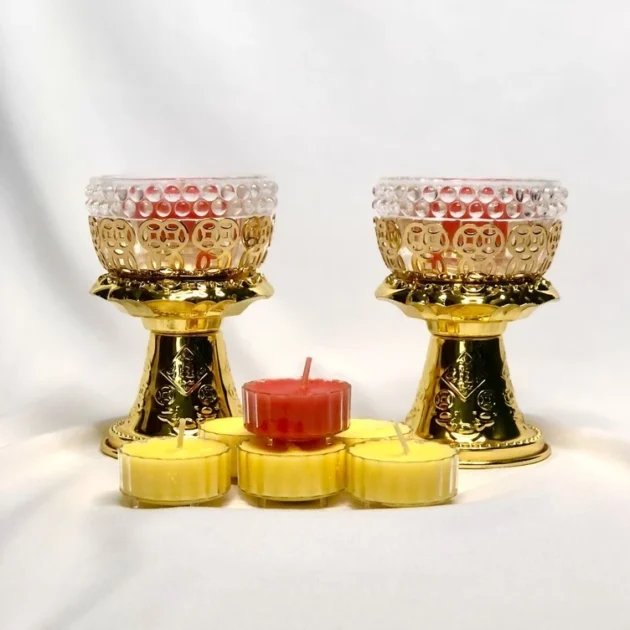 Chân đế đèn cày, trang trí, trưng bày bàn thờ (Để nến, đèn cầy tealight) - Hình ảnh 3