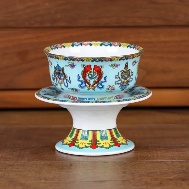 Chén cúng chay hoa sen Phước Lộc, Bát Kiết Tường thờ cúng bàn thờ, gốm sứ cao cấp - Hình ảnh 6