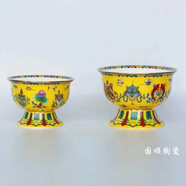 Chén cúng cao thờ cúng, chân dính liền - Hình ảnh 3