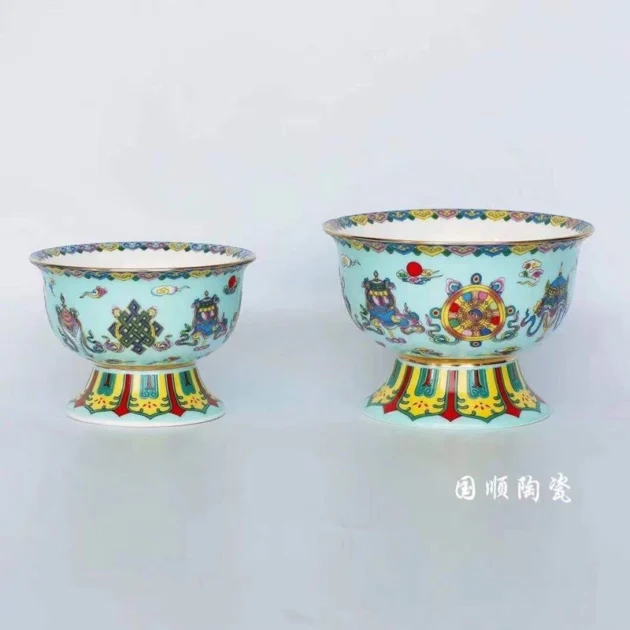 Chén cúng cao thờ cúng, chân dính liền - Hình ảnh 4