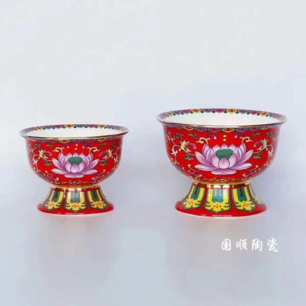 Chén cúng cao thờ cúng, chân dính liền - Hình ảnh 5