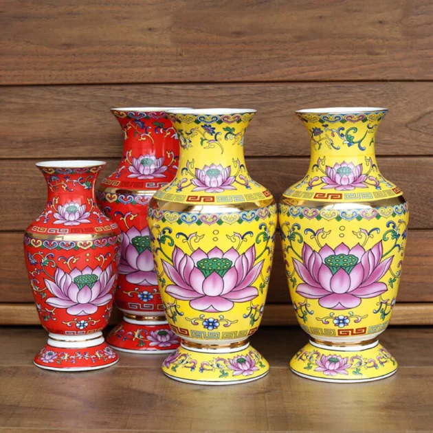 Bình bông, lọ hoa sen Phước Lộc, bộ thờ cúng phong thuỷ Phật giáo