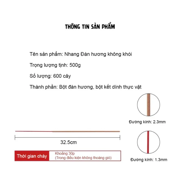 Nhang đàn hương không khói 100% tự nhiên, mùi hương thanh tao, phong thủy, 600 cây tiết kiệm - Hình ảnh 3